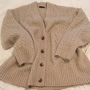 J. Crew Beige Cable Knit Cardigan